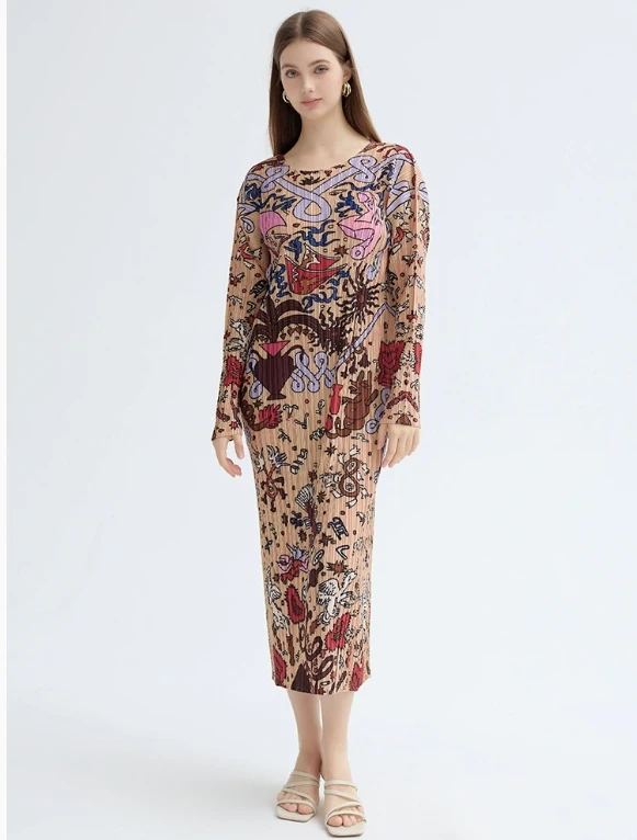 Miyake Pleated Dress for Women 2025 New Print Funny Loose High-end Temperament Women Long Sleeves Slim Long Skirt for Women
Miyake Pleated Dress for Women 2025 New Print Funny Loose High-end Temperament Women Long Sleeves Slim Long Skirt for Women