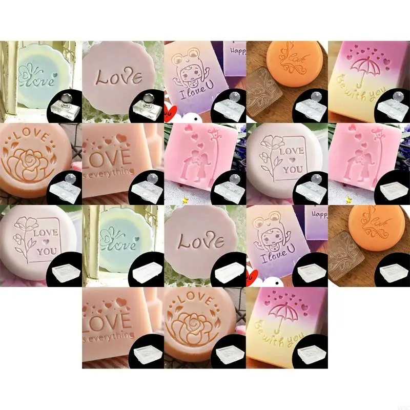 U6XC Valentines Day Clear Acrylic Handmade Soap Stamp Love Heart Rose Pattern DIY Square Clay Making Chapter with Handle
U6XC Valentines Day Clear Acrylic Handmade Soap Stamp Love Heart Rose Pattern DIY Square Clay Making Chapter with Handle
