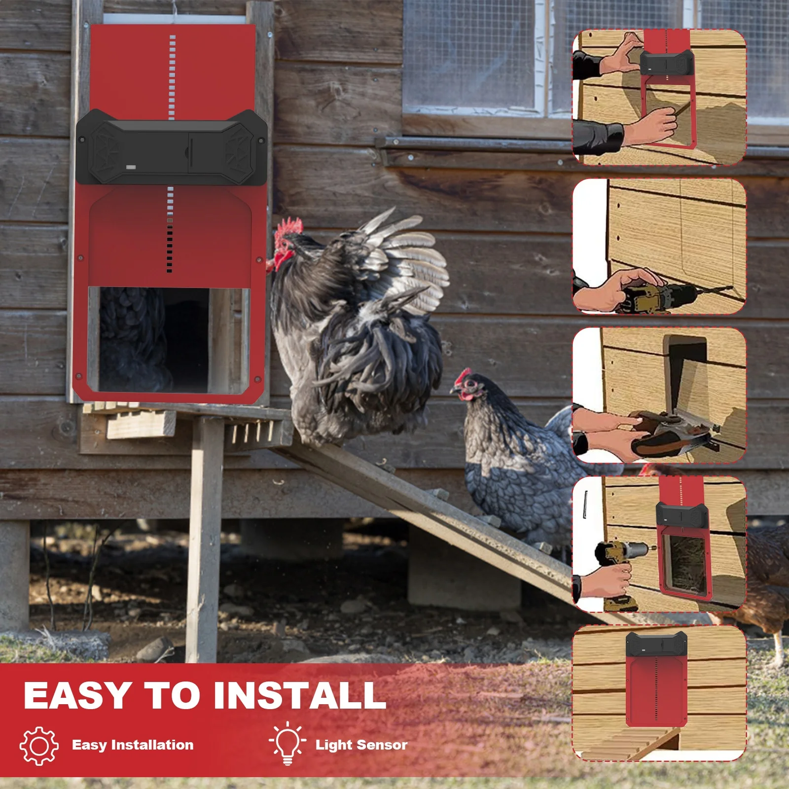 2025 Aluminium Solar Powered Automatic Light Sensing Chicken Coop Pet Home Door for Chicken Cage Door
2025 Aluminium Solar Powered Automatic Light Sensing Chicken Coop Pet Home Door for Chicken Cage Door