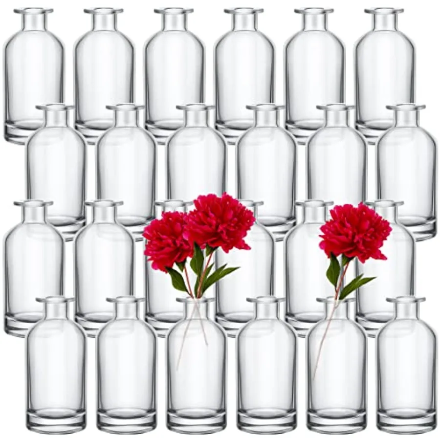24 Pack Clear Glass Bud Vases Bulk Small Vintage Glass Bottles for Rustic Wedding Centerpieces Table Decor Flower Arrangements
24 Pack Clear Glass Bud Vases Bulk Small Vintage Glass Bottles for Rustic Wedding Centerpieces Table Decor Flower Arrangements