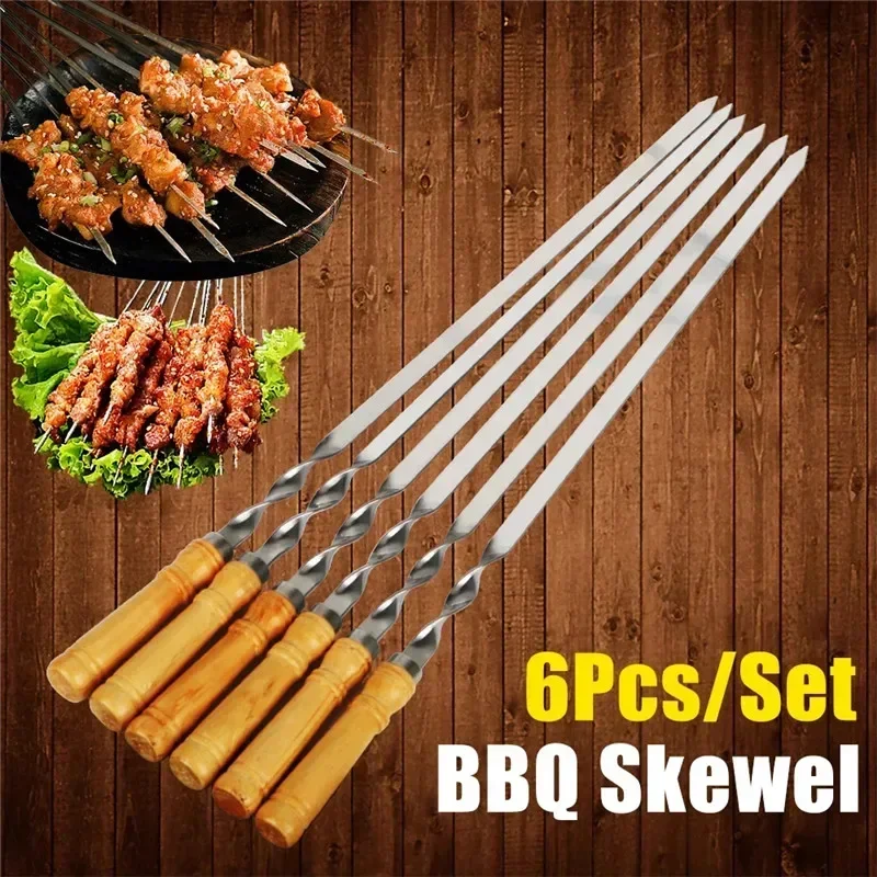 55cm Wood BBQ Fork BBQ Skewers Long Handle Kebab Barbecue Grill Sticks Reusable Stainless steel Outdoor Camping Grill Needle
55cm Wood BBQ Fork BBQ Skewers Long Handle Kebab Barbecue Grill Sticks Reusable Stainless steel Outdoor Camping Grill Needle