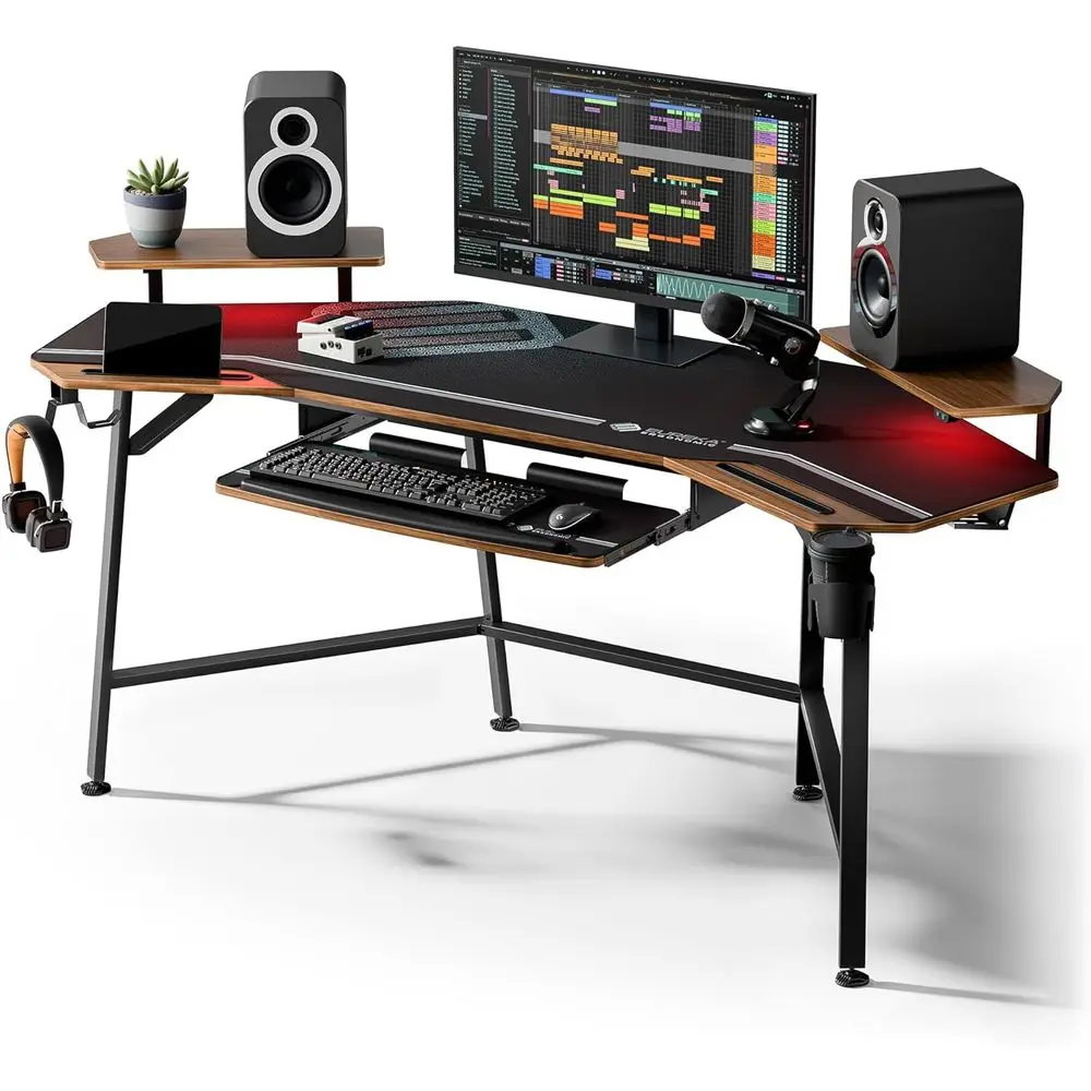 72" Gaming Desk W Keyboard Tray, Wing-Shaped Music Studio Desk, Large Computer Table W LED Convertible Monitor Stand Dual pe Han
72" Gaming Desk W Keyboard Tray, Wing-Shaped Music Studio Desk, Large Computer Table W LED Convertible Monitor Stand Dual pe Han