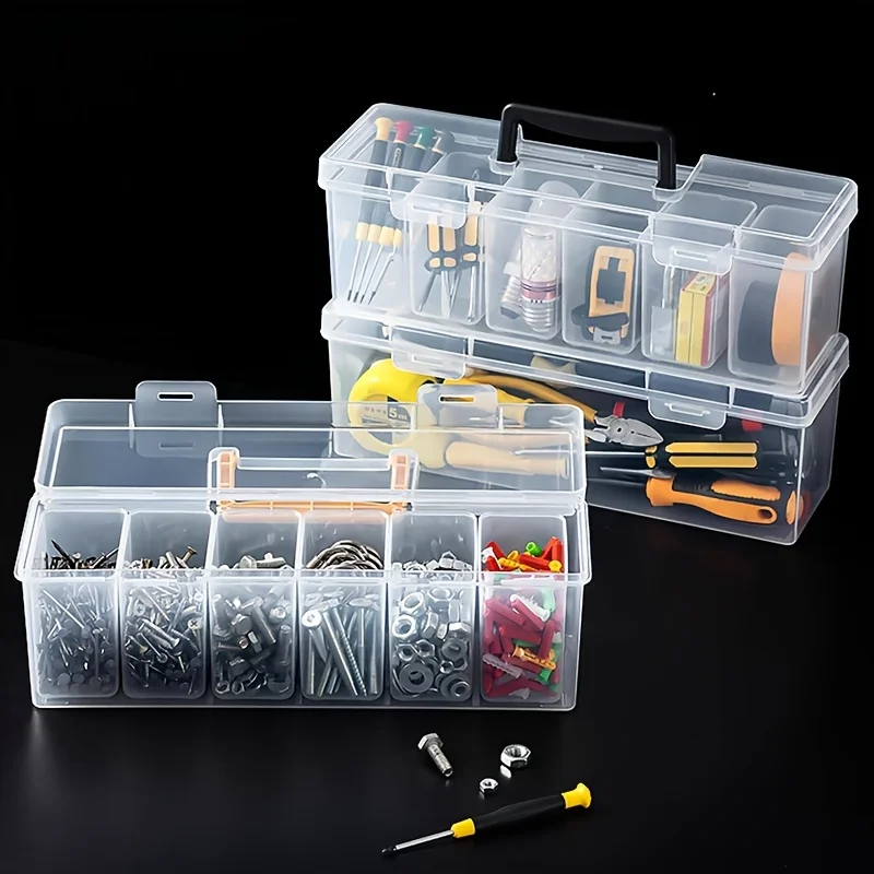 7Pcs Heavy Duty Parts Organizer, Clear Tool Storage Box with 6 Removable Bins, Portable Hardware Case for Screws Nails Nuts
7Pcs Heavy Duty Parts Organizer, Clear Tool Storage Box with 6 Removable Bins, Portable Hardware Case for Screws Nails Nuts