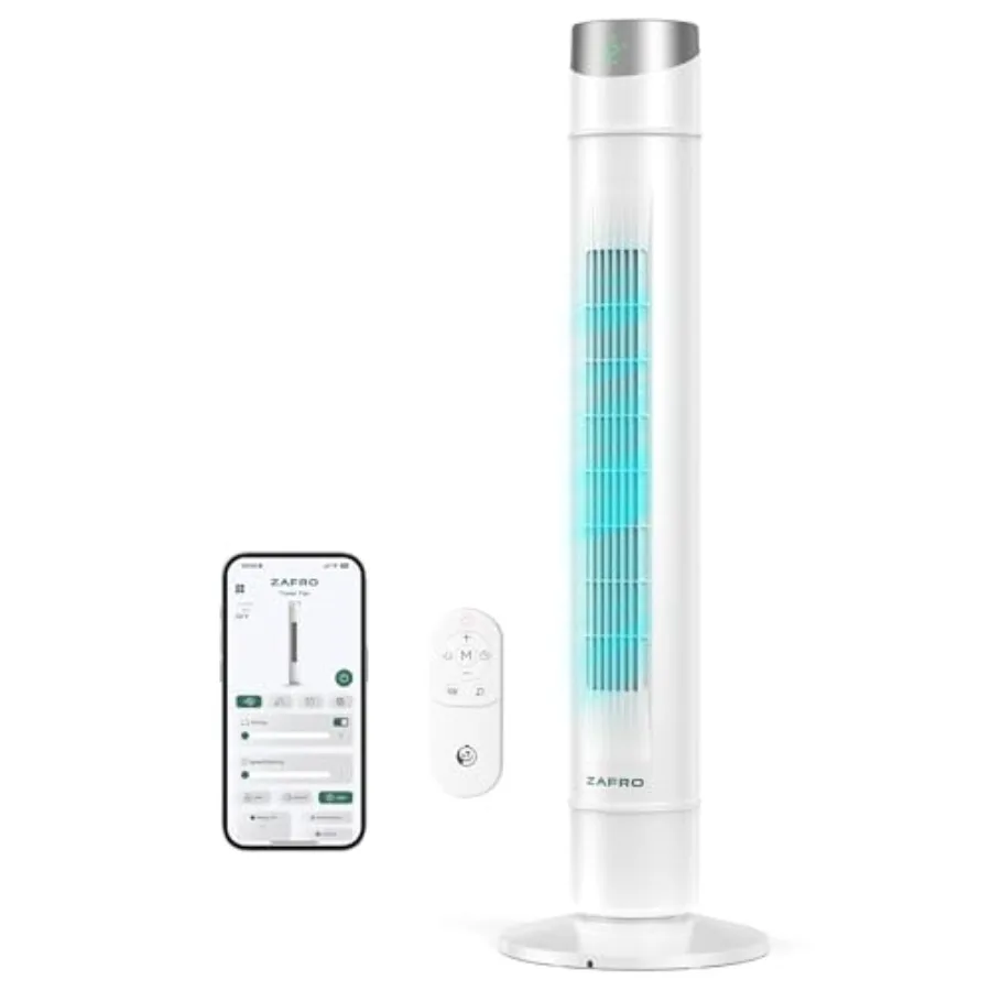 Bedroom tower fan, ABS plastic, white, 120 oscillation, 28ft/s airflow, 12 speeds, 4 modes, DC motor, 22dB ultra-quiet, app/voi
Bedroom tower fan, ABS plastic, white, 120 oscillation, 28ft/s airflow, 12 speeds, 4 modes, DC motor, 22dB ultra-quiet, app/voi