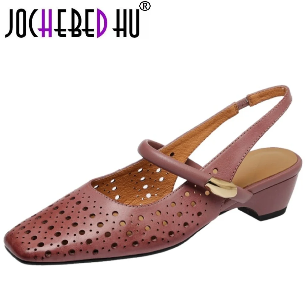 【JOCHEBED HU】summer new women's Handmade Genuine Leather hollow-out sandals elegant ladies slingback Mid heel shoes 34-40
【JOCHEBED HU】summer new women's Handmade Genuine Leather hollow-out sandals elegant ladies slingback Mid heel shoes 34-40