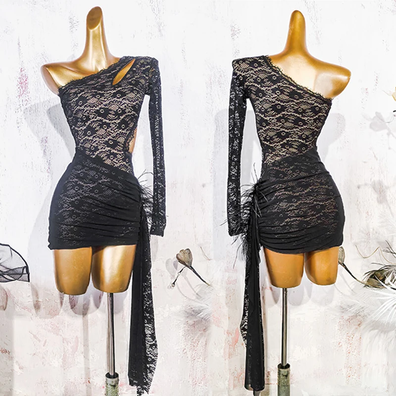 Lace Latin Dance Dress Women Black Dance Performance Clothes One Sleeve Dancing Dresses Adult Latin Rumba Stage Outfit VDL4979
Lace Latin Dance Dress Women Black Dance Performance Clothes One Sleeve Dancing Dresses Adult Latin Rumba Stage Outfit VDL4979