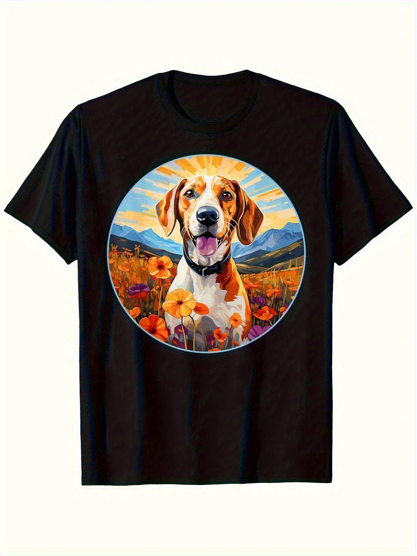 Men's Funny Beagle T-Shirt - Vintage Houndstooth-Like Beagle & Poppies Print, Soft Stretch Loose Fit Casual Short Sleeve Tee
Men's Funny Beagle T-Shirt - Vintage Houndstooth-Like Beagle & Poppies Print, Soft Stretch Loose Fit Casual Short Sleeve Tee