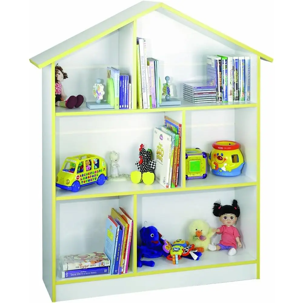 Elegant Miniature Bookshelf,White color, yellow border, house shape
Elegant Miniature Bookshelf,White color, yellow border, house shape
