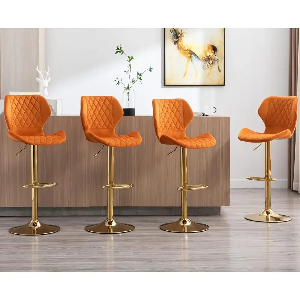 Set of 4 Swivel Counter Height Bar Stools with Adjustable Gold Base, Orange
Set of 4 Swivel Counter Height Bar Stools with Adjustable Gold Base, Orange