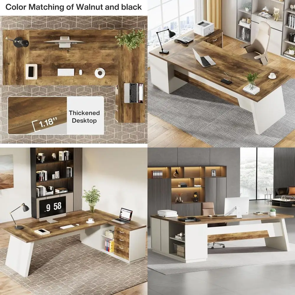 L-Shaped Executive Desk, 78-Inch ern Oice Desk with Ders and Lateral ile Cabinet, Large Bussinurniture with Storage Shelves, Wor
L-Shaped Executive Desk, 78-Inch ern Oice Desk with Ders and Lateral ile Cabinet, Large Bussinurniture with Storage Shelves, Wor