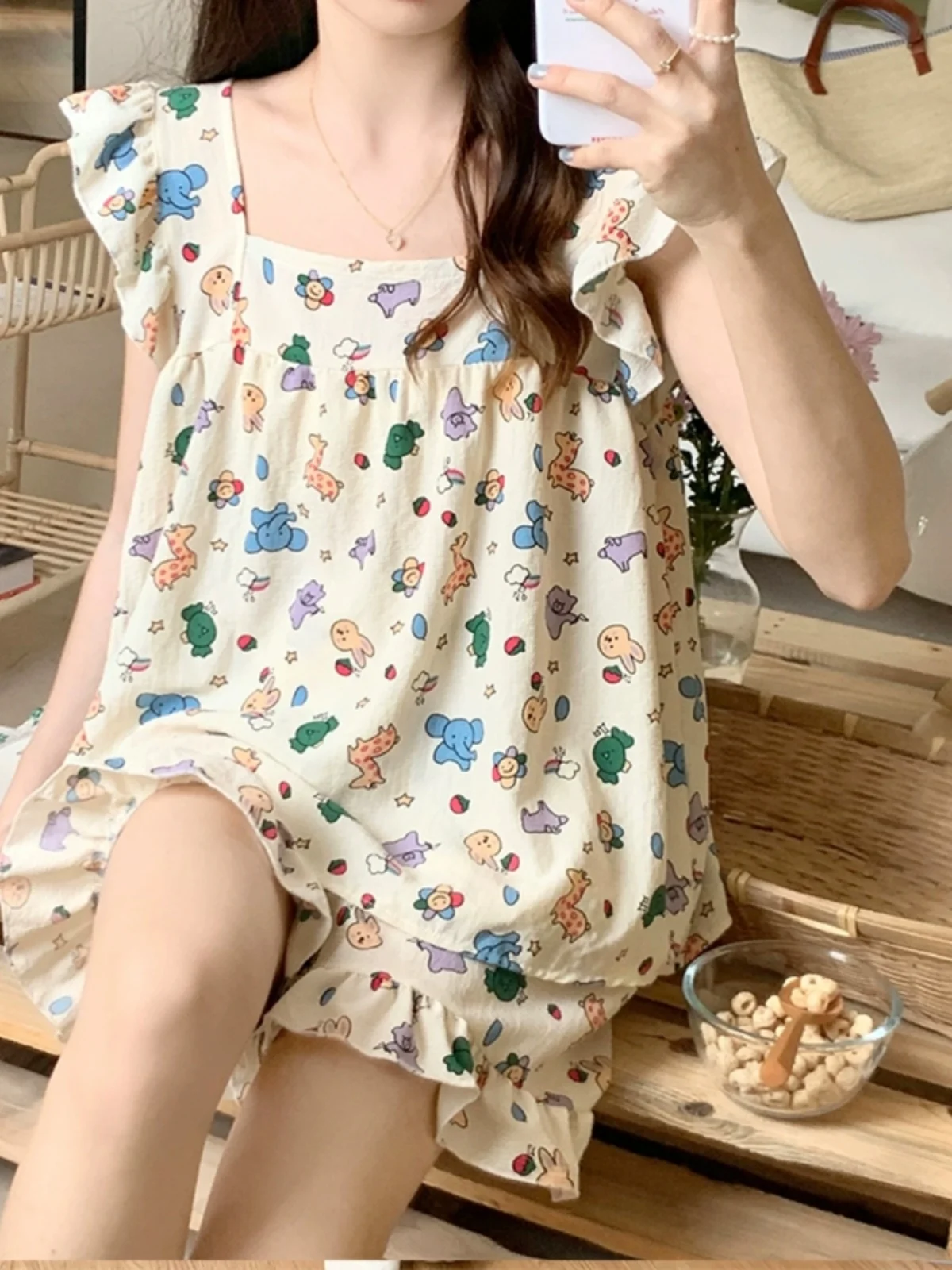 Summer Cute Zoo Girl Spwear Strap Cotton Linen Thin Home Clothes Set with Chest Pad ort Pants Cartoon Sle Home Clothes
Summer Cute Zoo Girl Spwear Strap Cotton Linen Thin Home Clothes Set with Chest Pad ort Pants Cartoon Sle Home Clothes