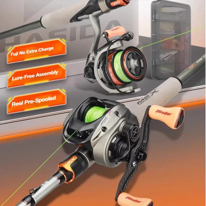 MS X Lure Rod And Reel Combo Fuji Guides Long Casting Pre Assembled Pre Spooled Spinning Baitcasting With Lure Kit
MS X Lure Rod And Reel Combo Fuji Guides Long Casting Pre Assembled Pre Spooled Spinning Baitcasting With Lure Kit