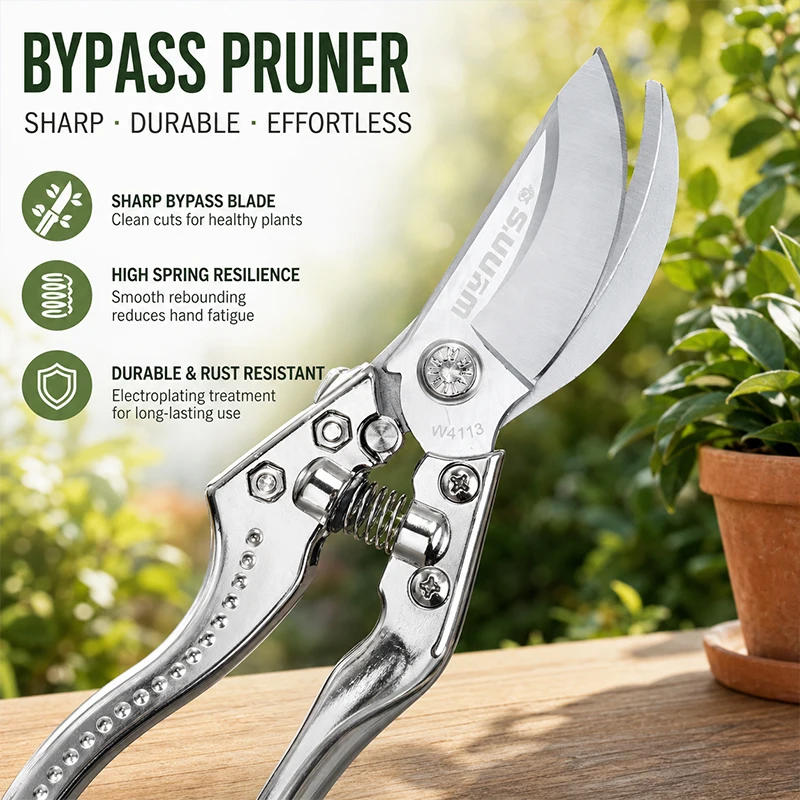 SK5 Steel Garden Pruning Shears Heavy-Duty Bypass Pruner for Tree Branch Trimming Ergonomic Gardening Scissors Tool
SK5 Steel Garden Pruning Shears Heavy-Duty Bypass Pruner for Tree Branch Trimming Ergonomic Gardening Scissors Tool