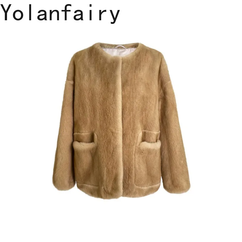 YOLANFAIRY Whole Velvet Mink Fur Coat Round Neck Furry Overcoat Real Fur Jackets for Women Clothing Winter Outerwear Tops Haut
YOLANFAIRY Whole Velvet Mink Fur Coat Round Neck Furry Overcoat Real Fur Jackets for Women Clothing Winter Outerwear Tops Haut