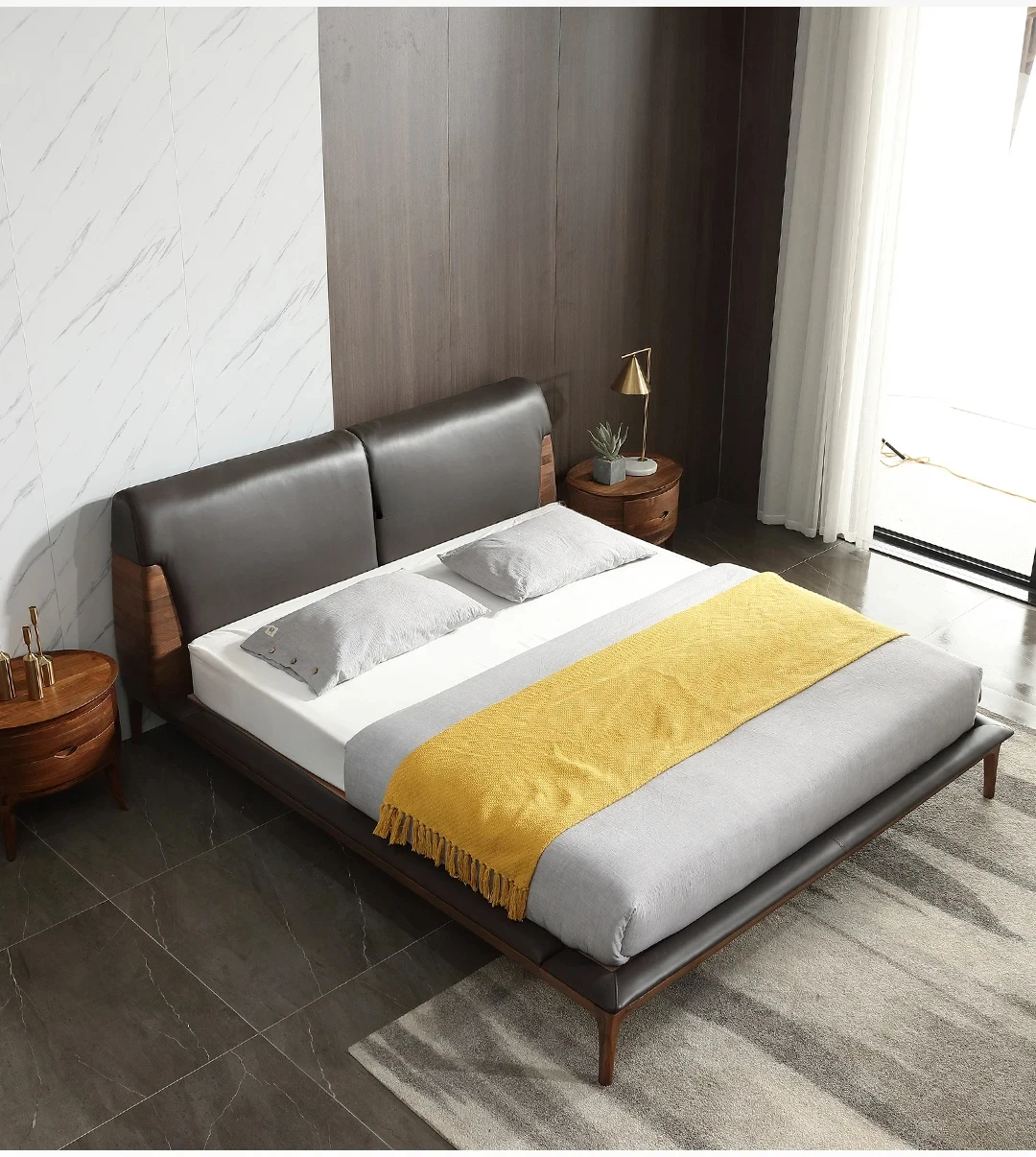 North America Black Walnut Solid Wood Double Bed 1.8 M 1.5 Master Bedroom Wedding Leather Leather Bed Italian Nordic
North America Black Walnut Solid Wood Double Bed 1.8 M 1.5 Master Bedroom Wedding Leather Leather Bed Italian Nordic