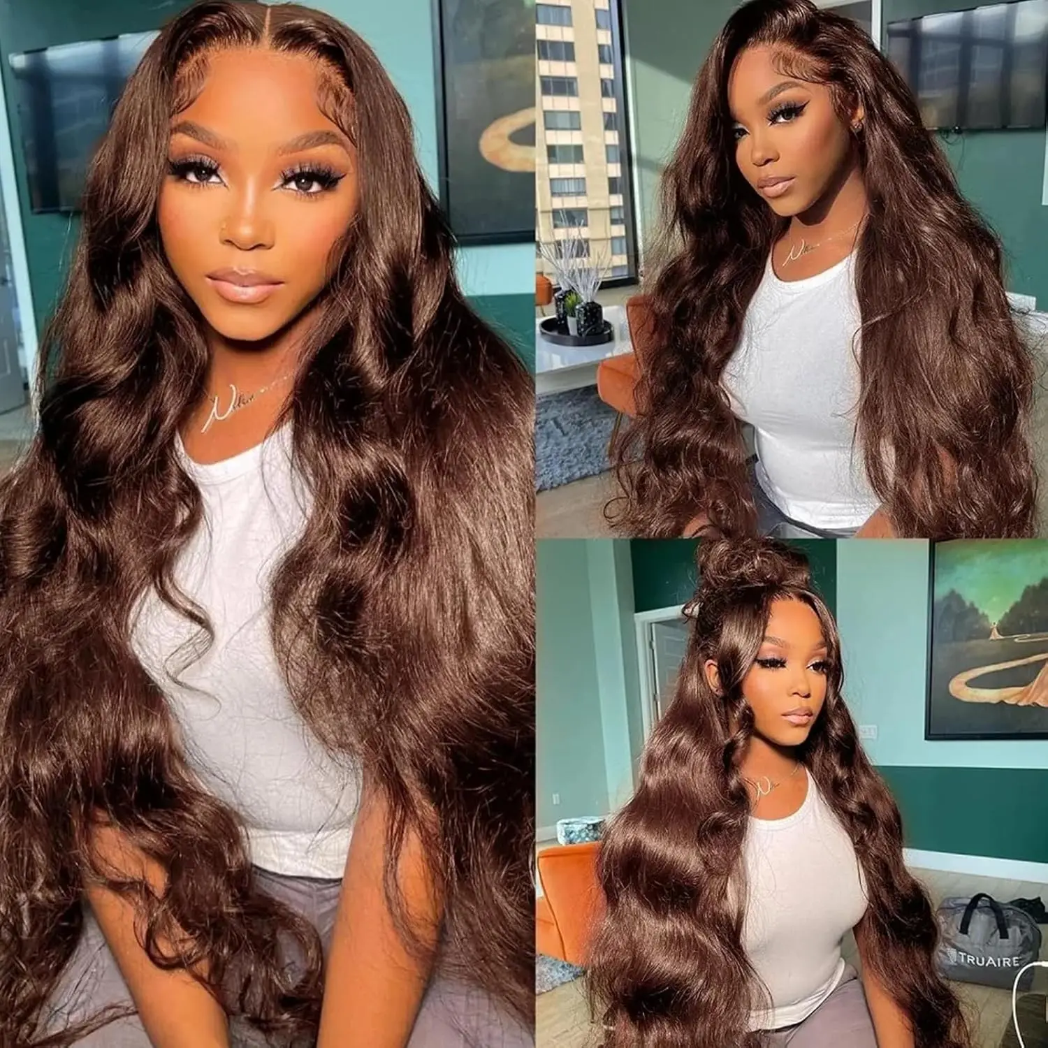 13x4 Body Wave HD Lace Front Wig 200% Density Chocolate Brown Human Hair Wigs Natural Hairline Brown Colored Wigs 34 inch
13x4 Body Wave HD Lace Front Wig 200% Density Chocolate Brown Human Hair Wigs Natural Hairline Brown Colored Wigs 34 inch