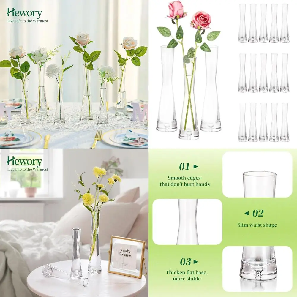 Set of 18 Modern Clear Skinny Vases for Centerpieces, Handcrafted Small Single Flower Decorative Vases, Minimalist Slim Floral A
Set of 18 Modern Clear Skinny Vases for Centerpieces, Handcrafted Small Single Flower Decorative Vases, Minimalist Slim Floral A