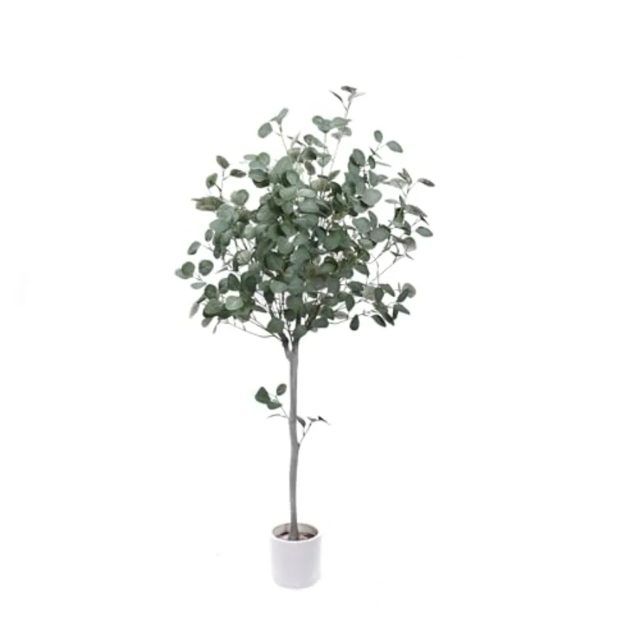 Artificial Eucalyptus Tree, 6FT Fake Silver Dollar Leaves Plant with White Pot is Decorated Pebbles Green All Season Long, Silk
Artificial Eucalyptus Tree, 6FT Fake Silver Dollar Leaves Plant with White Pot is Decorated Pebbles Green All Season Long, Silk