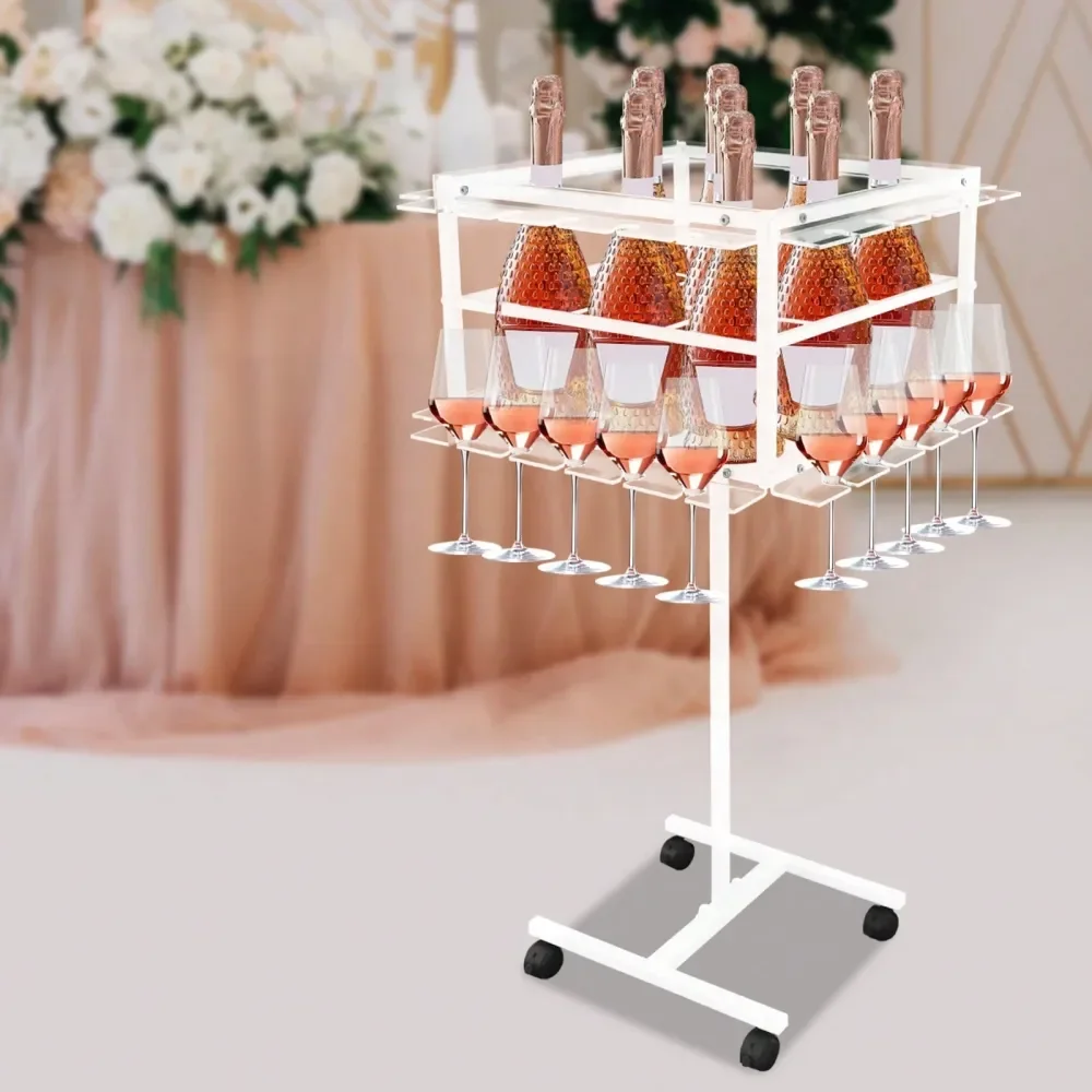 Mobile Wine Rack With 9 Bottle Capacity 40 Goblet Holders, Premium Steel Acrylic Design, Lockable Wheels For Easy Movement, Per
Mobile Wine Rack With 9 Bottle Capacity 40 Goblet Holders, Premium Steel Acrylic Design, Lockable Wheels For Easy Movement, Per