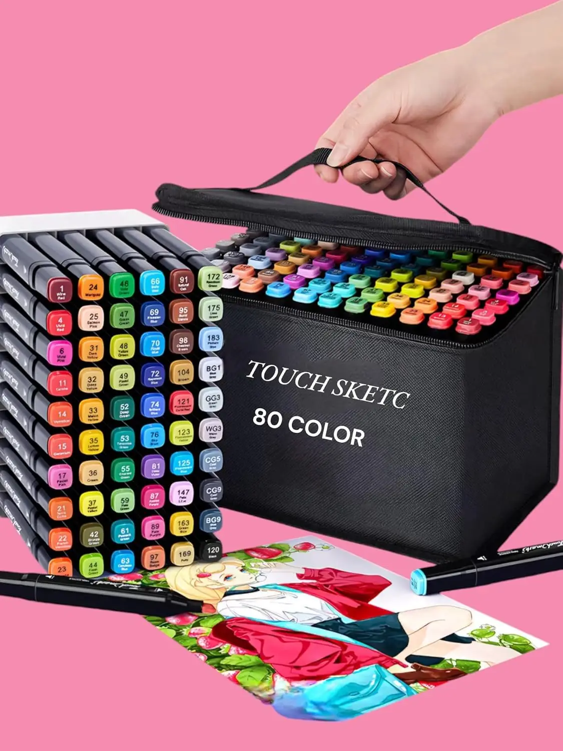 80 Color Marker Set – Dual Tip Brush & Chisel Alcohol Art Pens for Adult Coloring, Manga Drawing & Illustration
80 Color Marker Set – Dual Tip Brush & Chisel Alcohol Art Pens for Adult Coloring, Manga Drawing & Illustration