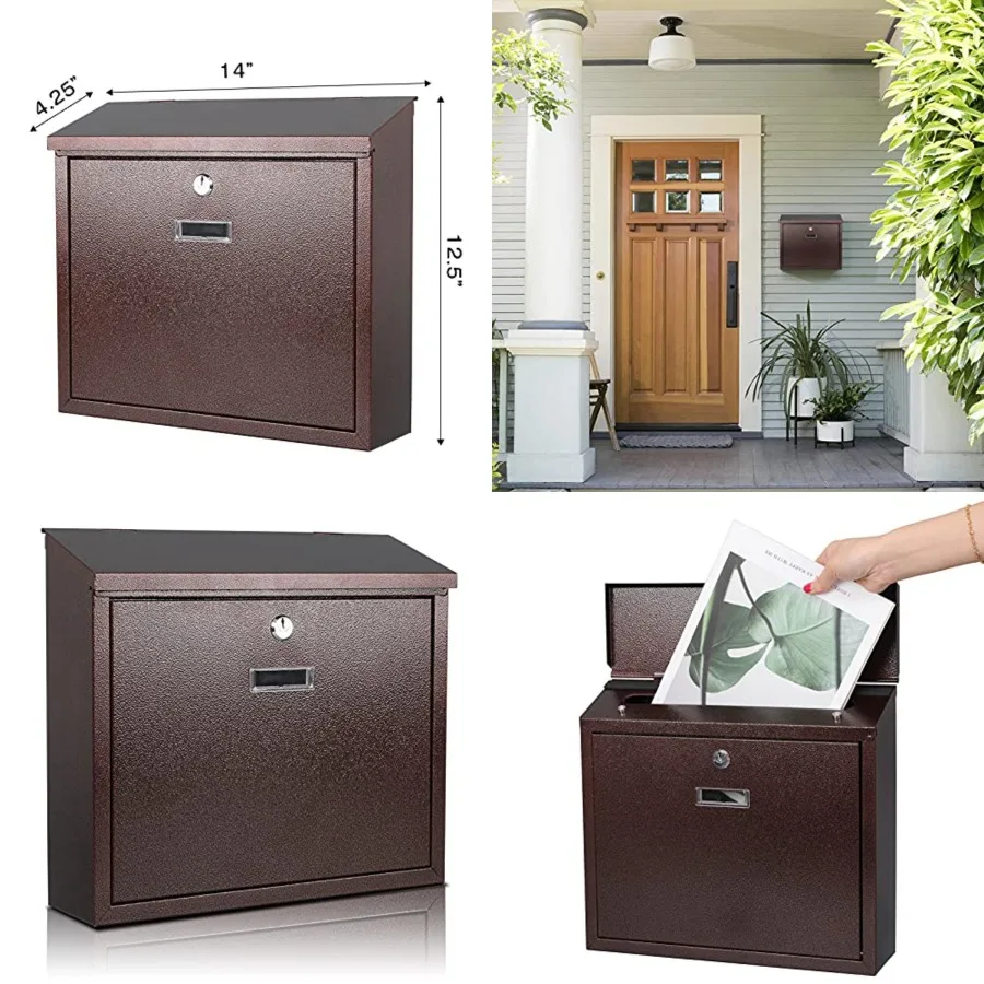 Mail Boxes with Key Lock, Locking Mailbox Wall Mounted, Large Capacity, Galvanized Steel Cover Metal Postbox for House, 14 X 12
Mail Boxes with Key Lock, Locking Mailbox Wall Mounted, Large Capacity, Galvanized Steel Cover Metal Postbox for House, 14 X 12