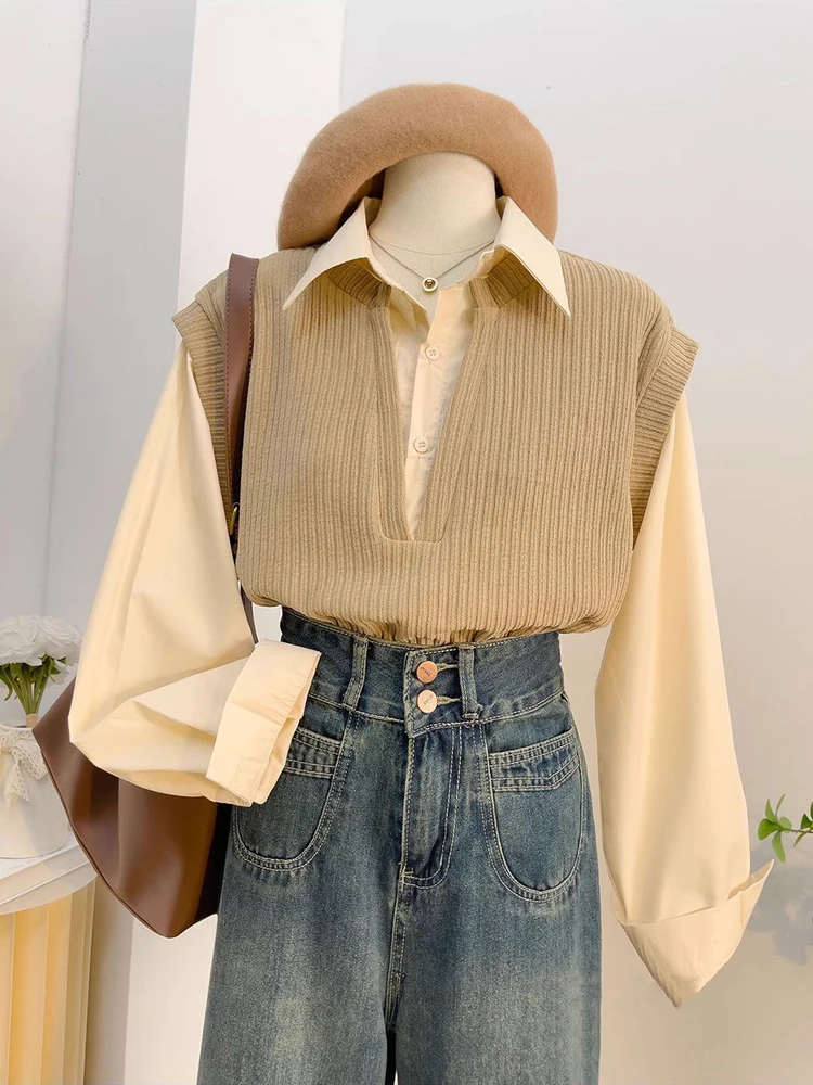 Модные лоскутные женские рубашки, весенние свободные женские блузки с длинными рукавами и лацканами Y2K, весенняя корейская уличная одежда, универсальные топы
Модные лоскутные женские рубашки, весенние свободные женские блузки с длинными рукавами и лацканами Y2K, весенняя корейская уличная одежда, универсальные топы