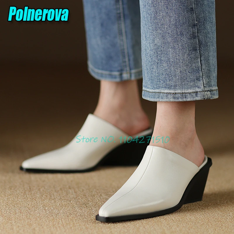 Spring Summer New High Heels Half Slippers for Women Pointed Toe Wedge Genuine Leather Slip-On Mules Retro Female Dress Shoes
Spring Summer New High Heels Half Slippers for Women Pointed Toe Wedge Genuine Leather Slip-On Mules Retro Female Dress Shoes