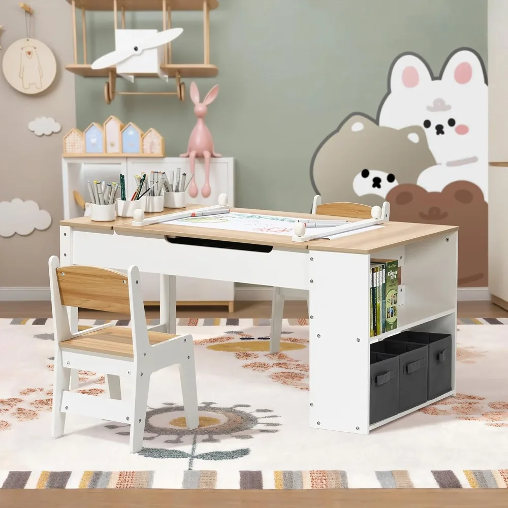 LuxenHome Kids Art Table with Storage and Chair Set, Children Table Bookcase and 2 Chairs Set, Toddler Activity Play Table with
LuxenHome Kids Art Table with Storage and Chair Set, Children Table Bookcase and 2 Chairs Set, Toddler Activity Play Table with