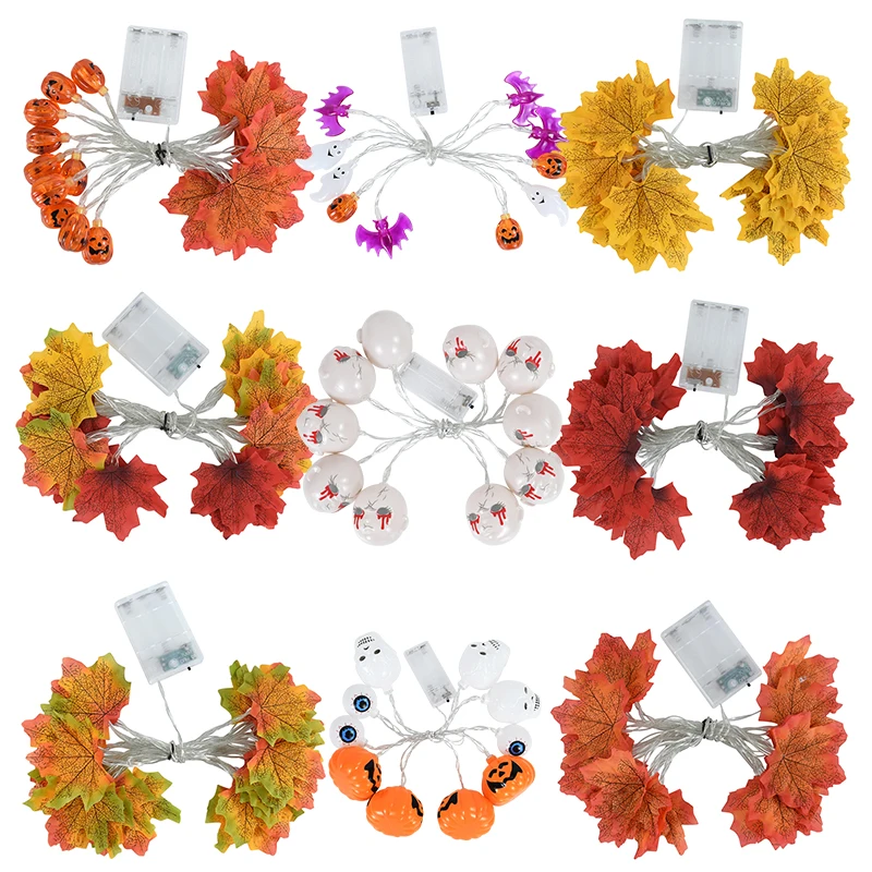 1.5/3m 10/20LED Pumpkin Ghost Skull Skeletons Halloween LED String Lights Halloween Party Maple Leaves Garland Led Fairy Lights
1.5/3m 10/20LED Pumpkin Ghost Skull Skeletons Halloween LED String Lights Halloween Party Maple Leaves Garland Led Fairy Lights