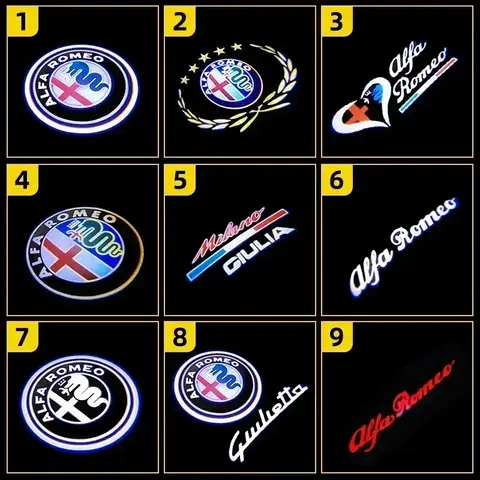 2 pezzi LED porta auto logo luci proiettore laser fantasma lampada ombra per Alfa Romeo Giulia Giulietta Mito Stelvio Brera Spider 2025