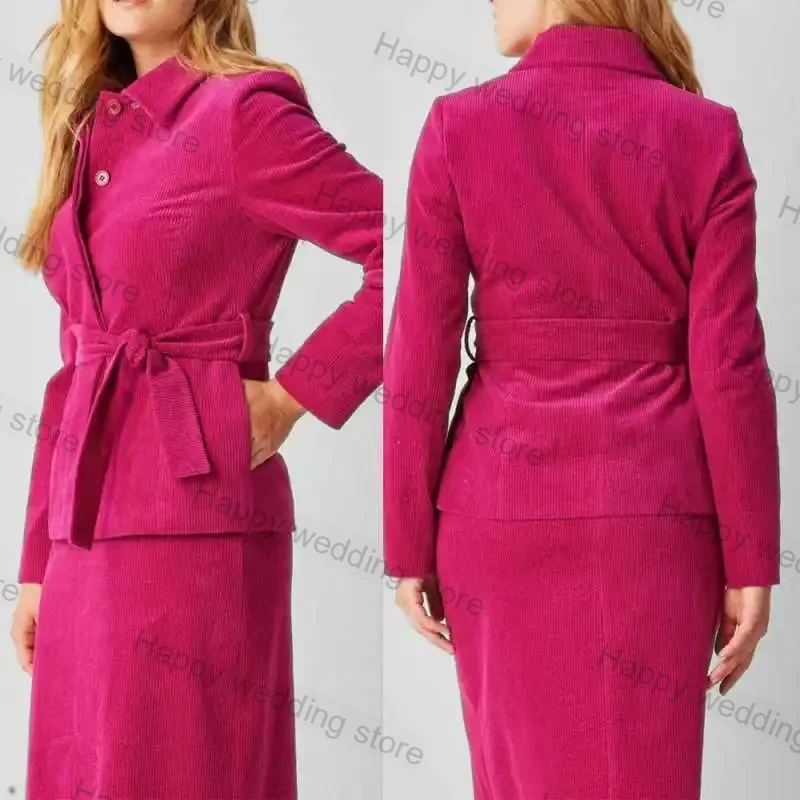 Corduroy Pink Formal Women Suit Skirt Set 2 Piece Blazer+Mini Short Prom Dress Belt Autumn Office Lady Coat Jacket Customized
Corduroy Pink Formal Women Suit Skirt Set 2 Piece Blazer+Mini Short Prom Dress Belt Autumn Office Lady Coat Jacket Customized