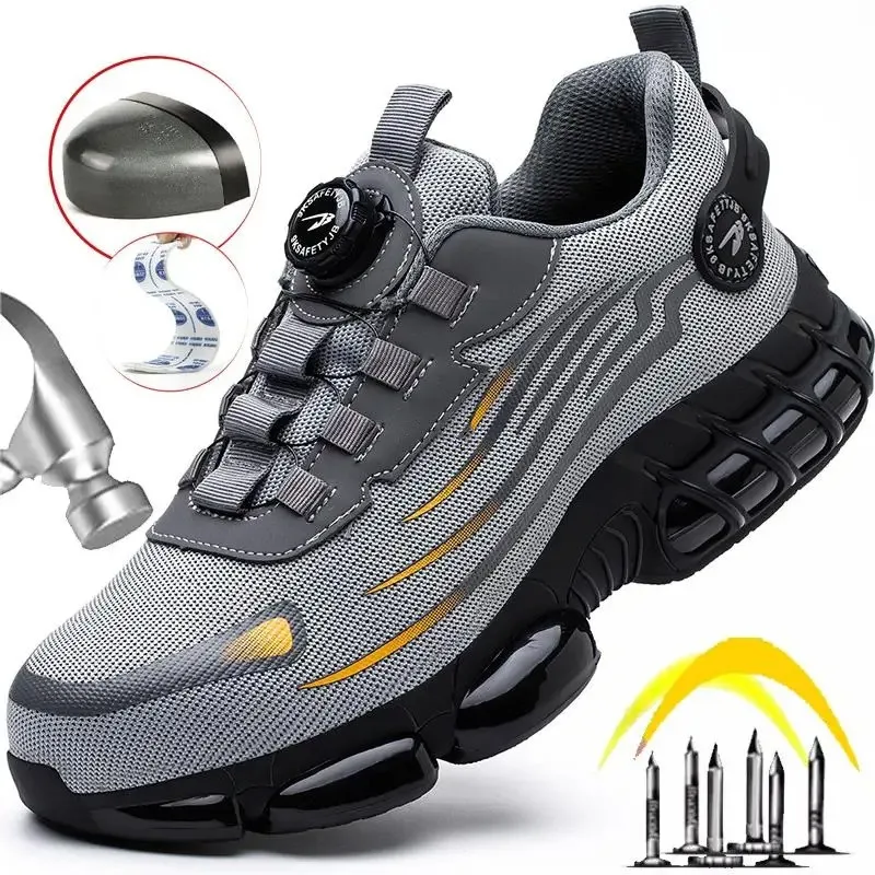 Rotary Button Safety Shoes for Men Anti-impact and Anti-piercing Work Shoes Fashionable Men's Sports Shoes Safety Pro
Rotary Button Safety Shoes for Men Anti-impact and Anti-piercing Work Shoes Fashionable Men's Sports Shoes Safety Pro