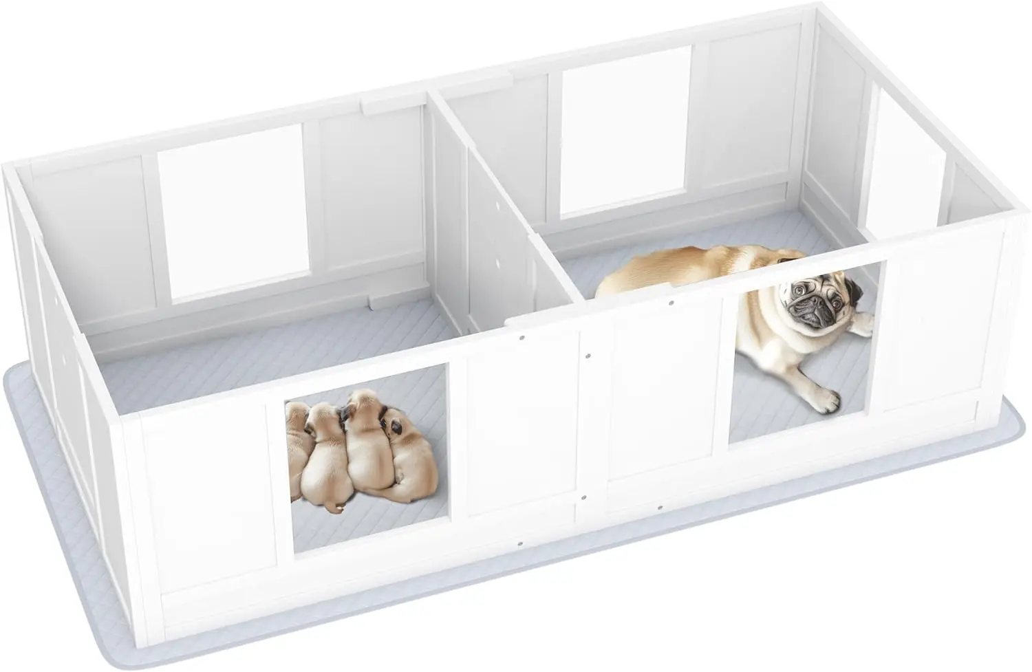 Whelping Box for Dogs with Waterproof Whelping Pad, Dog Whelping Pen with Clear Panels, Adjustable Entrance, Double Room,
Whelping Box for Dogs with Waterproof Whelping Pad, Dog Whelping Pen with Clear Panels, Adjustable Entrance, Double Room,