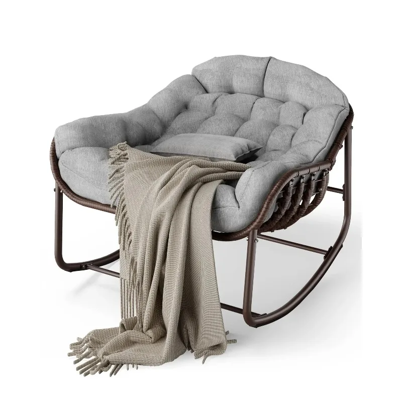 Oversized Rocking Egg Chair, Wicker Rattan Lounge Chair with Waterproof Cushion & Metal Frame For Patio Living Room, 450LBS Capa
Oversized Rocking Egg Chair, Wicker Rattan Lounge Chair with Waterproof Cushion & Metal Frame For Patio Living Room, 450LBS Capa
