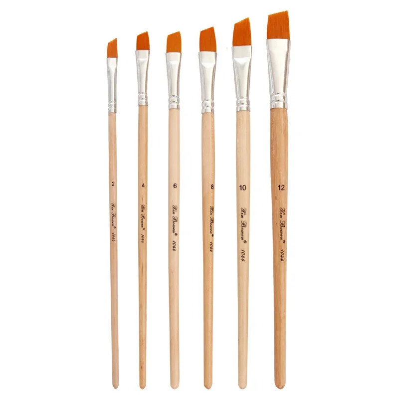 6 pcs New wood pole gouache brushes Oblique peak acrylic brush sets yellow nylon hair watercolor colorful painting art painting
6 pcs New wood pole gouache brushes Oblique peak acrylic brush sets yellow nylon hair watercolor colorful painting art painting