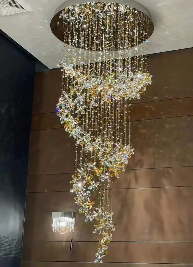 Duplex Crystal Chandelier Luxury Living Room Light Villa Spiral Staircase Lobby Decorative Lamp Lustre Flower Customized Lamp
Duplex Crystal Chandelier Luxury Living Room Light Villa Spiral Staircase Lobby Decorative Lamp Lustre Flower Customized Lamp