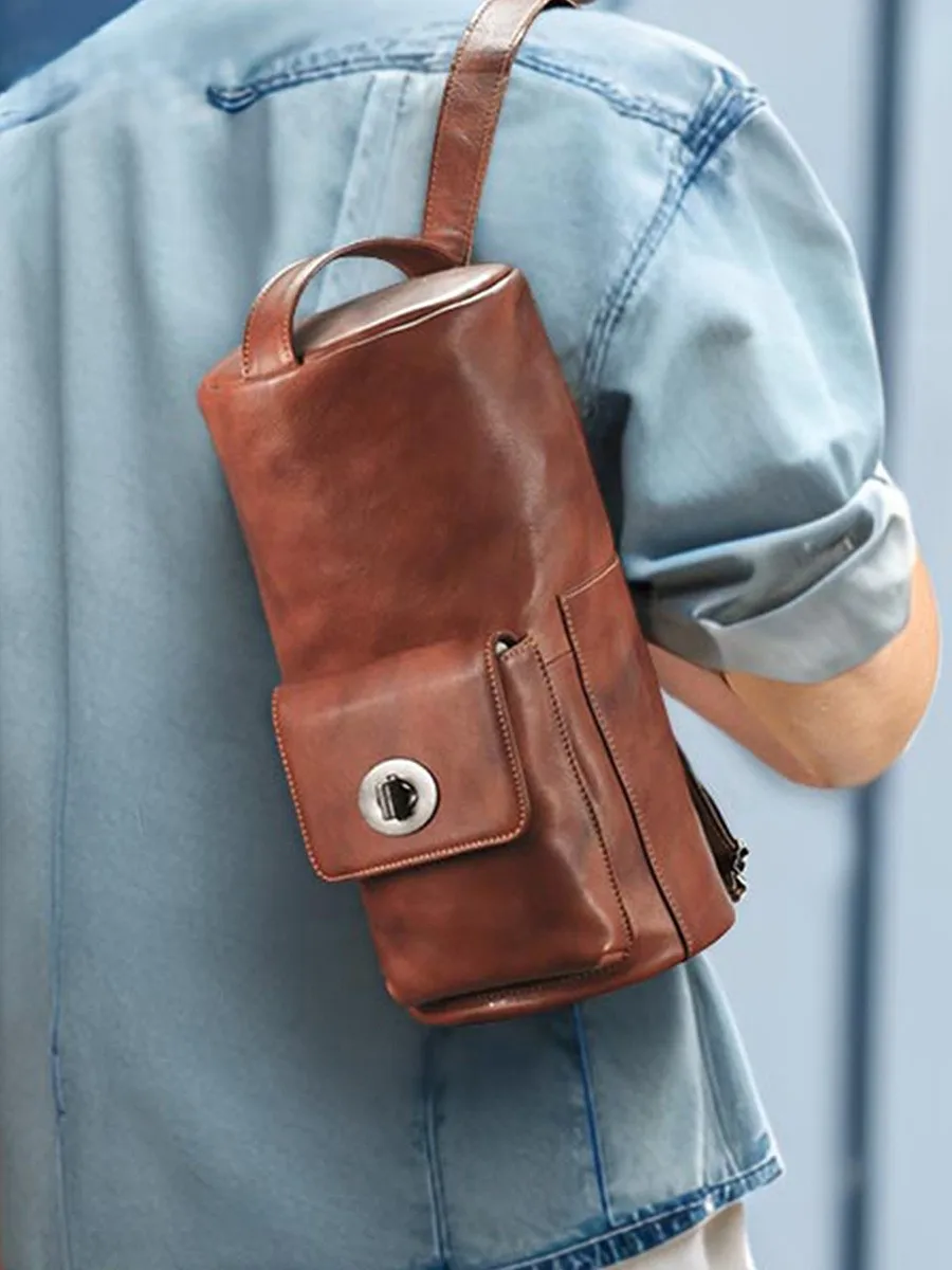 Vegetable tanned leather new chest bag men's shoulder bag premium leather casual crossbody bag men's bucket bag chest bag
Vegetable tanned leather new chest bag men's shoulder bag premium leather casual crossbody bag men's bucket bag chest bag