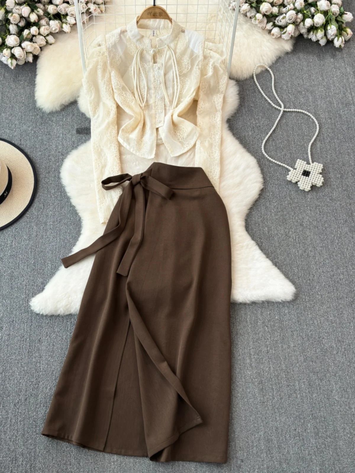 Comfortable Embroidered Flower Texture irt Summer New Sle Faionable Belted Skirt Two-Piece Set Women's Clothing
Comfortable Embroidered Flower Texture irt Summer New Sle Faionable Belted Skirt Two-Piece Set Women's Clothing