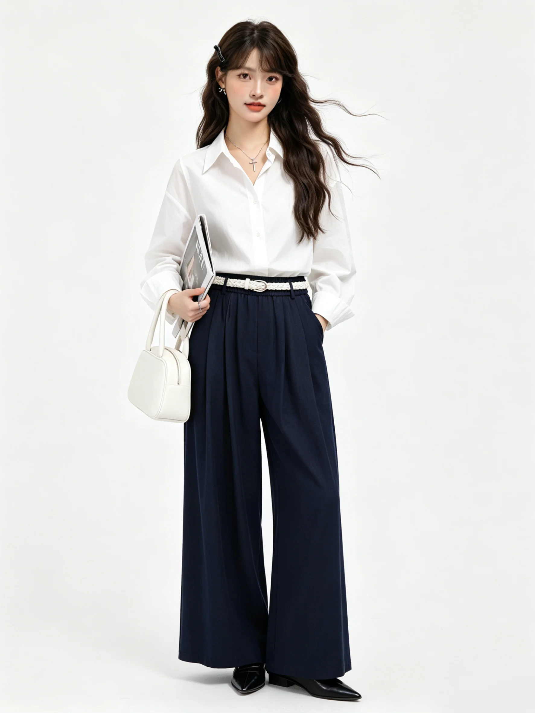 High Waist Wide Leg Pants Women's Summer Simple Slimming Belted Drapey Versatile Long Pants Skin-friendly Korean Style
High Waist Wide Leg Pants Women's Summer Simple Slimming Belted Drapey Versatile Long Pants Skin-friendly Korean Style