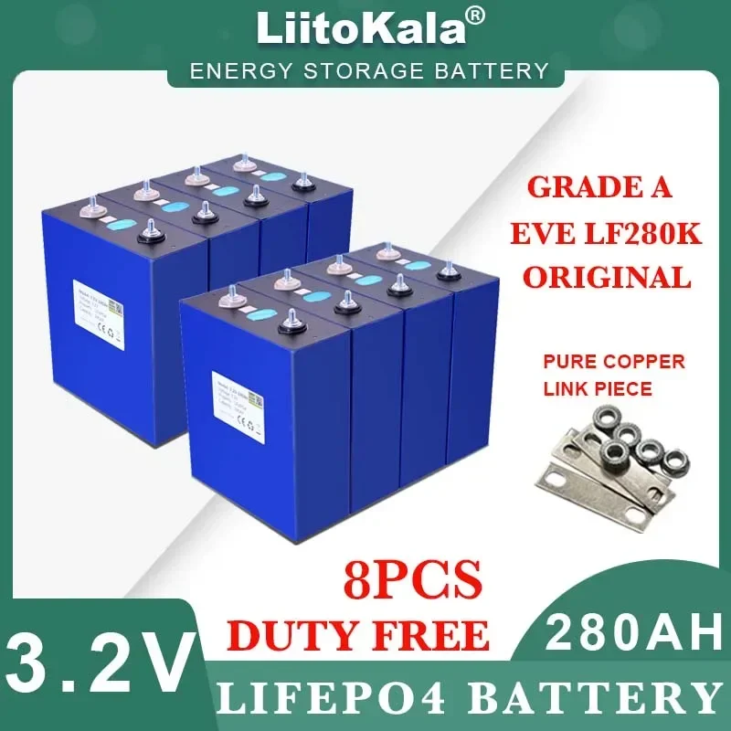 8pcs/lot Original 3.2V 280Ah LiFePO4 battery DIY 12V for Electric car RV Campers Golf Cart Off-Road Solar Wind Class A Duty free
8pcs/lot Original 3.2V 280Ah LiFePO4 battery DIY 12V for Electric car RV Campers Golf Cart Off-Road Solar Wind Class A Duty free