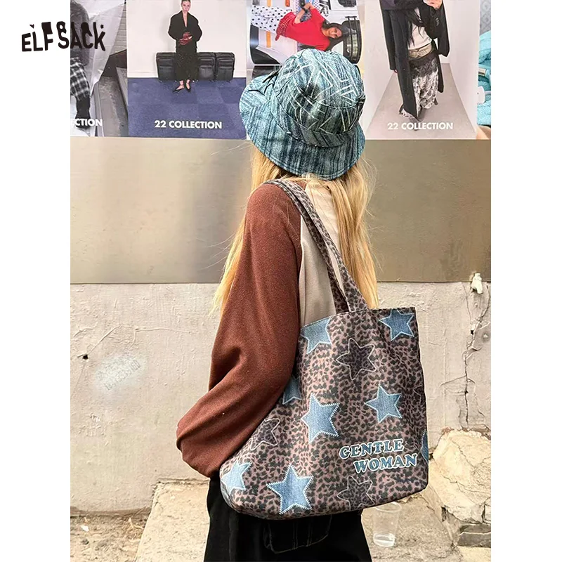 ELFSACK Y2K Vintage Versatile Large Capacity Leopard Star Denim Patchwork Red Plaid Shoulder Bag For Women
ELFSACK Y2K Vintage Versatile Large Capacity Leopard Star Denim Patchwork Red Plaid Shoulder Bag For Women