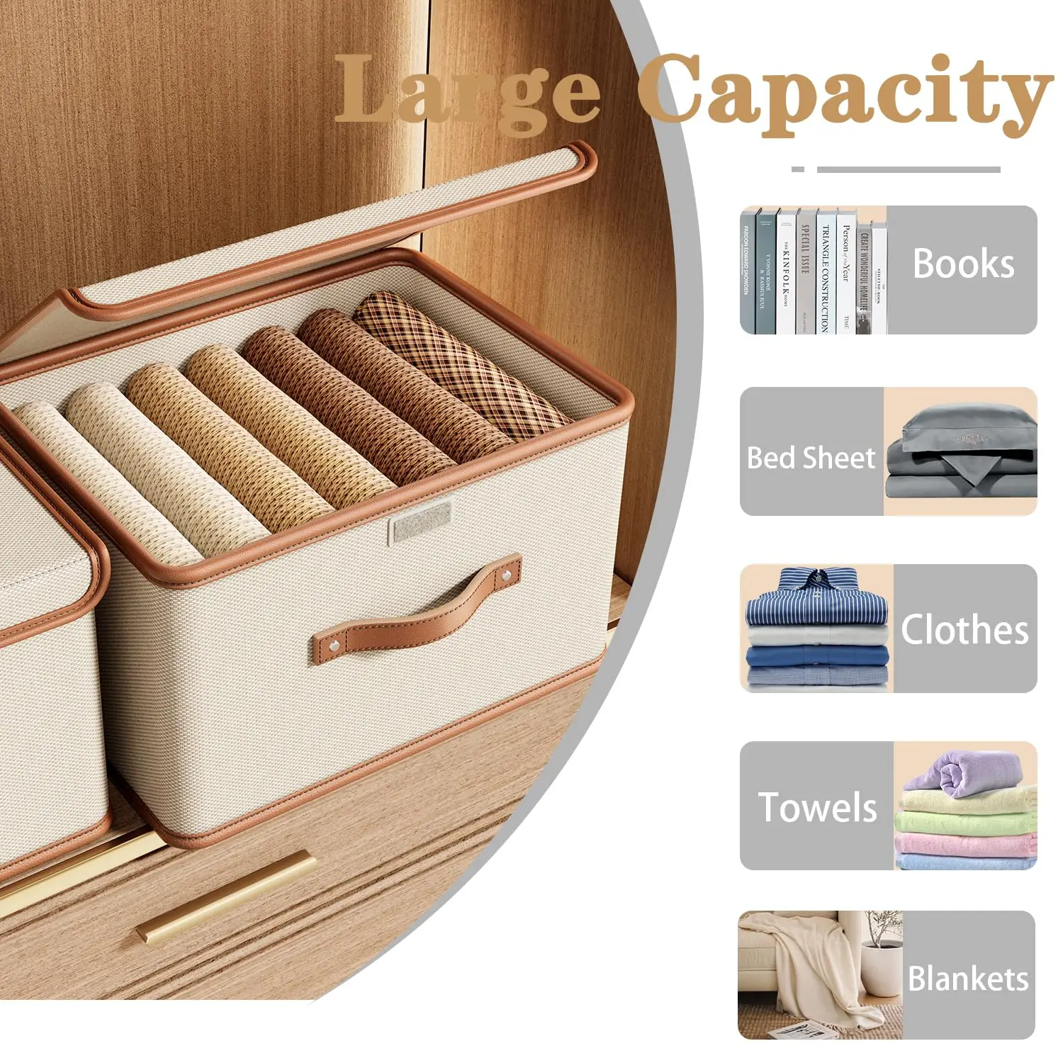 Storage Bins with Lids, Collapsible Closet Organizer Container, Fabric Organizer Box with Handles, Storage Boxes for Clothes
Storage Bins with Lids, Collapsible Closet Organizer Container, Fabric Organizer Box with Handles, Storage Boxes for Clothes