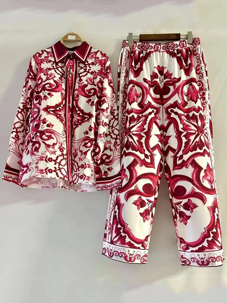 Retro geometric print lapel straight leg shirt two-piece set for spring 2025 women's clothing+loose wide leg pants fashion set
Retro geometric print lapel straight leg shirt two-piece set for spring 2025 women's clothing+loose wide leg pants fashion set