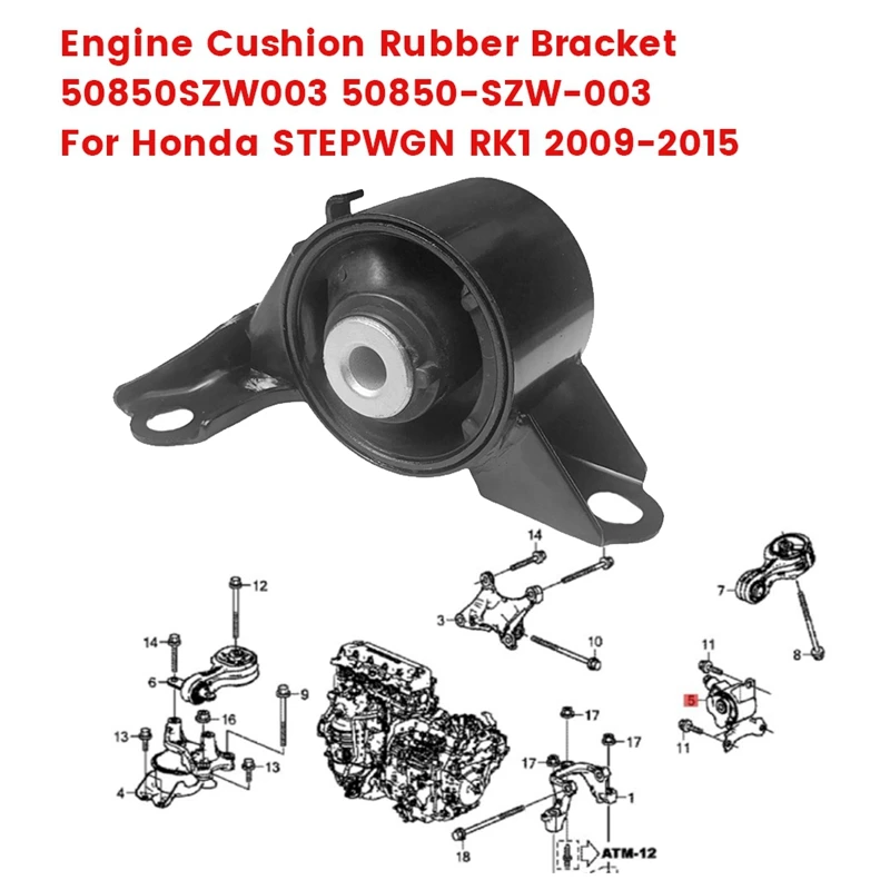 Резиновое Крепление коробки передач 50850-SZW-003 для Honda STEP WGN RK1 RK1 09-15, резиновый кронштейн подушки двигателя 50850SZW003-Boom
Резиновое Крепление коробки передач 50850-SZW-003 для Honda STEP WGN RK1 RK1 09-15, резиновый кронштейн подушки двигателя 50850SZW003-Boom