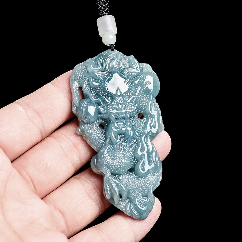 Natural Jade Exquisite Carving Blue Water Three-dimensional Zodiac Dragon Necklace Pendant Fashion Men Women Couples Amulet
Natural Jade Exquisite Carving Blue Water Three-dimensional Zodiac Dragon Necklace Pendant Fashion Men Women Couples Amulet