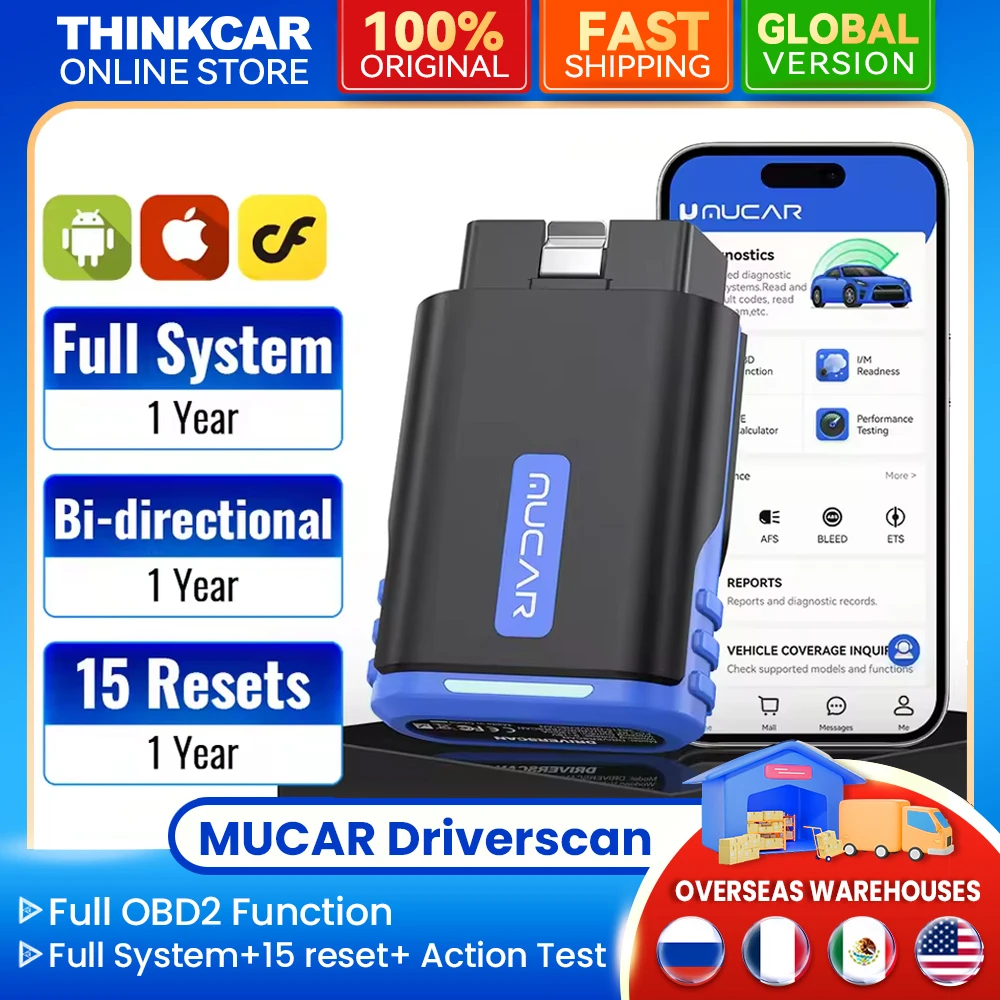 MUCAR Driverscan Obd 2 Scanner Full System 15 Resets Automotive Diagnostic Tools Bi-Directional Scan Tool All Cars Code Reader
MUCAR Driverscan Obd 2 Scanner Full System 15 Resets Automotive Diagnostic Tools Bi-Directional Scan Tool All Cars Code Reader