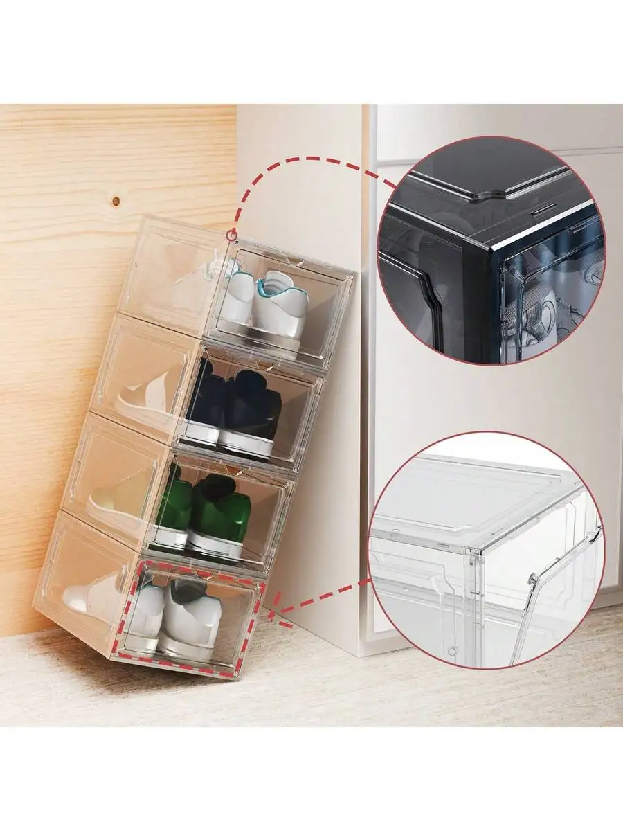 6 Pcs Transparent Magnetic Closure Shoe Storage Box Lightweight Waterproof Organizer For Home
6 Pcs Transparent Magnetic Closure Shoe Storage Box Lightweight Waterproof Organizer For Home