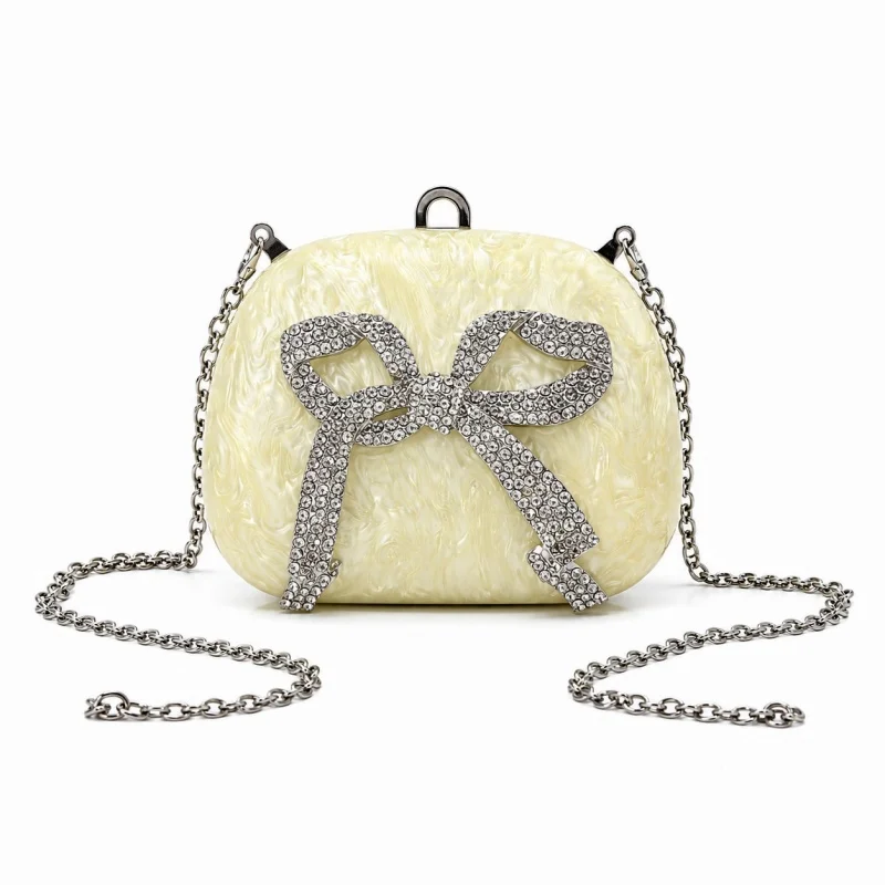 Fashion Acrylic Bow Decoration Dinner Bag Mini Handheld Lipstick Bag Formal Prom Purses Women's Single Shoulder Chain Bag
Fashion Acrylic Bow Decoration Dinner Bag Mini Handheld Lipstick Bag Formal Prom Purses Women's Single Shoulder Chain Bag