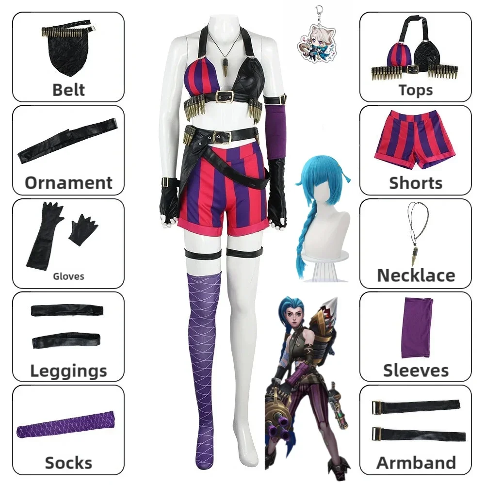 Jinx Cosplay Costume with Wig Game League of Legend Anime LOL Arcane Cosplay Uniform Outfits Halloween Carnival Suit
Jinx Cosplay Costume with Wig Game League of Legend Anime LOL Arcane Cosplay Uniform Outfits Halloween Carnival Suit