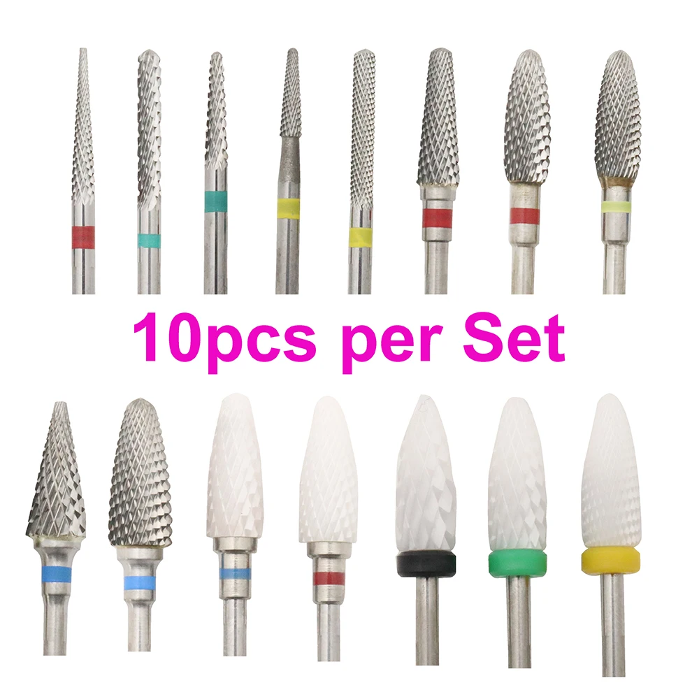 10pc/Set Milling Cutter Carbide Ceramic Nail Drill Bits Electric Manicure Files Cuticle Remove Burr Gel Polish Tools Accessories
10pc/Set Milling Cutter Carbide Ceramic Nail Drill Bits Electric Manicure Files Cuticle Remove Burr Gel Polish Tools Accessories